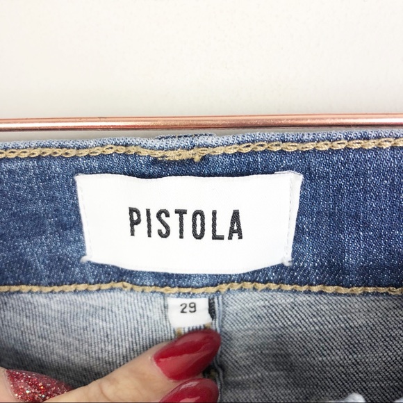 PISTOLA | High Rise Medium Wash Barely Boot Cut Jeans Denim Women’s Size 29 - Picture 4 of 9